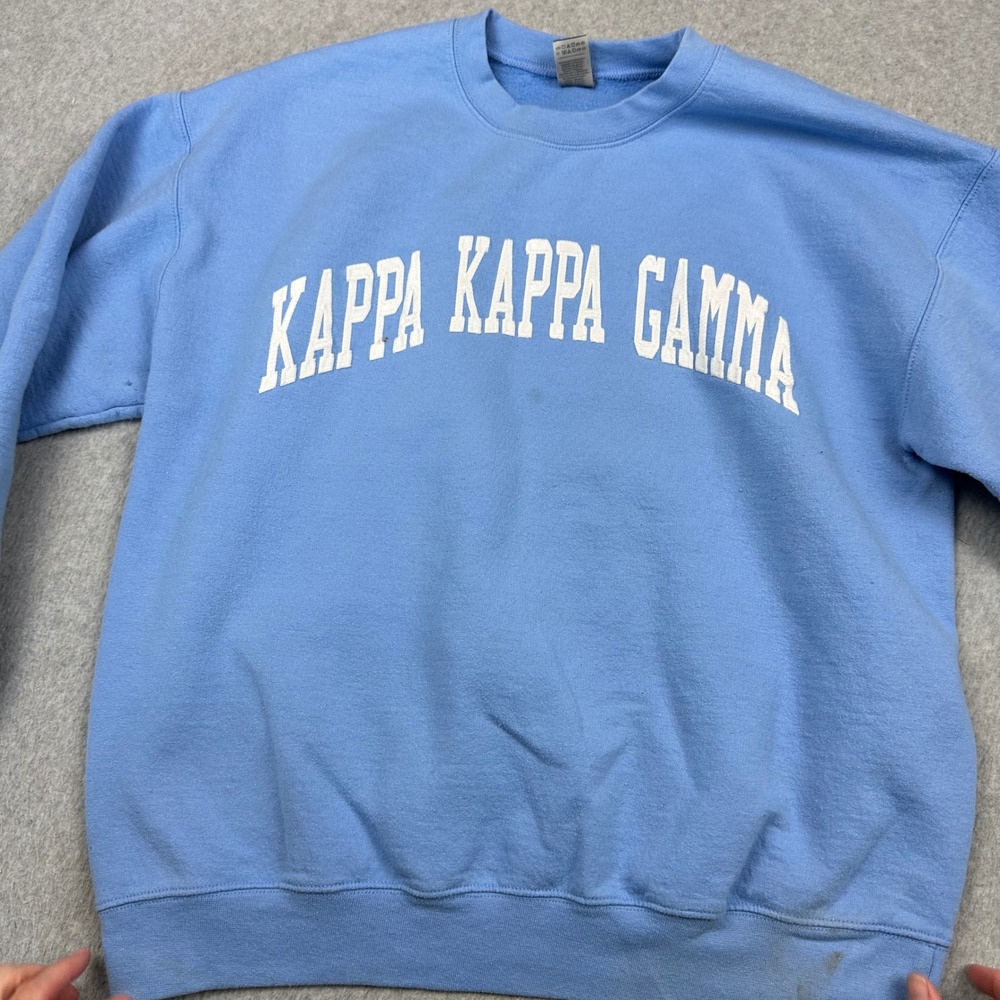 Gildan Kappa Kappa Gamma Sweatshirt Light Blue Crewneck Sorority Greek Large